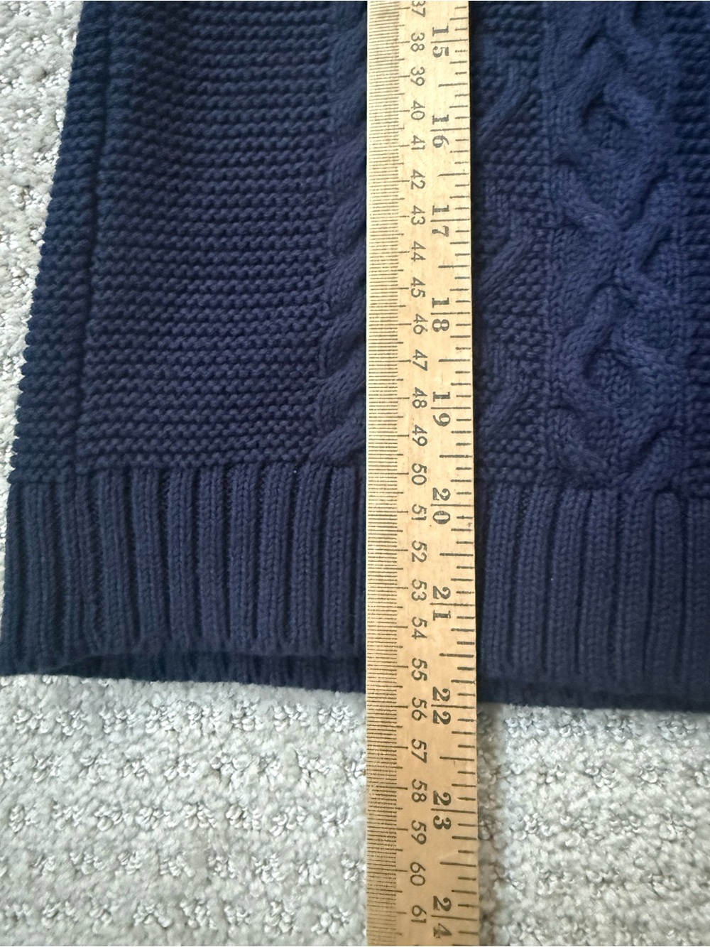 Hope & Henry Boys M Navy Cable Knit Button Mock Neck Sweater - Picture 6 of 10